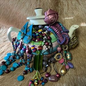 Colorful tea pot jewelry jar!!